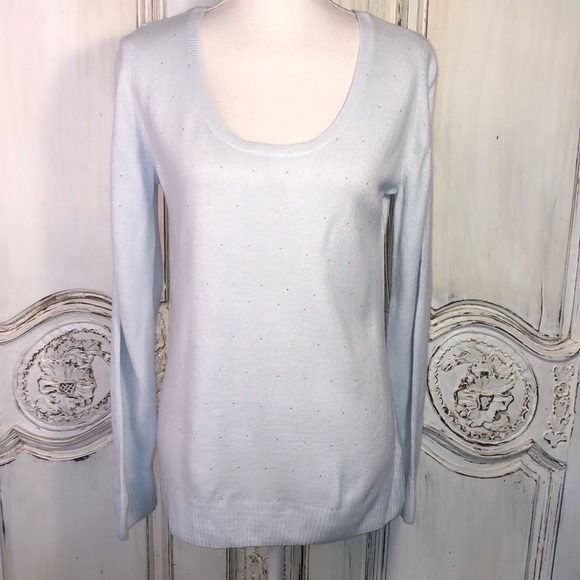 Debbie Morgan Embellished Blue Moon Scoop Neck Long Sleeve Sweater S/M NWT - Picture 1 of 13